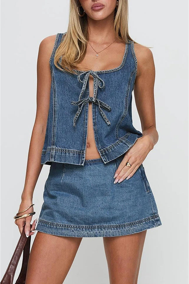Daphne Denim Set (Top + Skirt)