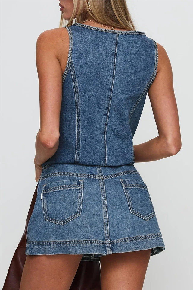 Daphne Denim Set (Top + Skirt)